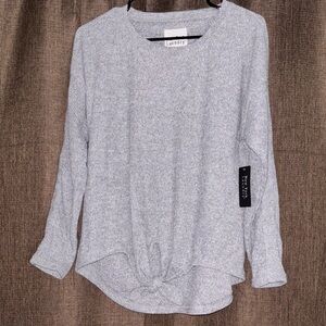 New York Laundry By Shelli Segal Women's Heather Gray Long Sleeve Top